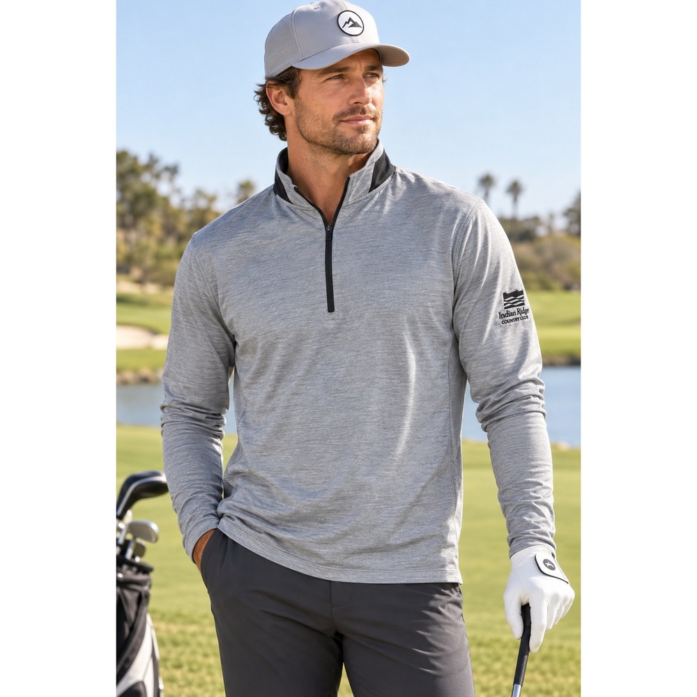 Greyson Pullover Mens Small Heather Grey Quarter Zip Indian Ridge Country Club